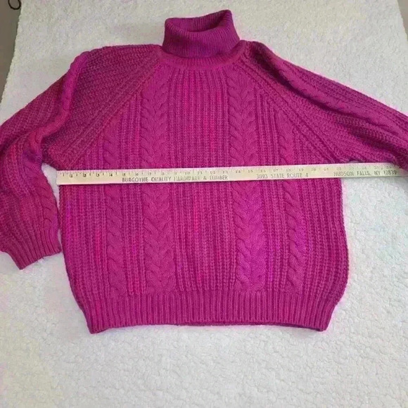 VTG 1980s Gerard Works Sweater Womens M Hot Pink Cable Knit Chunky Retro - Picture 7 of 10